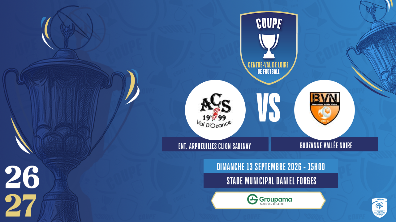 Affiche ENT. ARPHEUILLES CLION SAULNAY contre BOUZANNE VALLÉE NOIRE