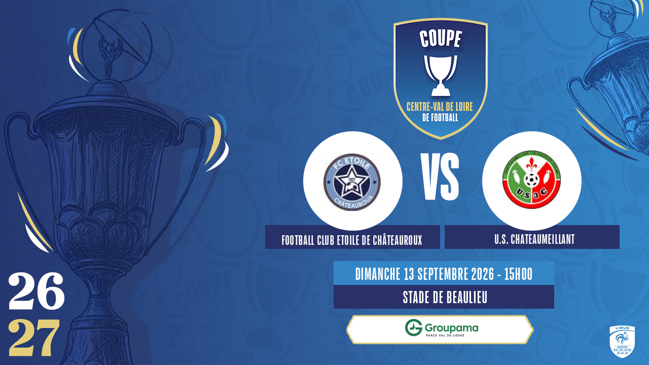 Affiche FOOTBALL CLUB ETOILE DE CHÂTEAUROUX contre U.S. CHATEAUMEILLANT