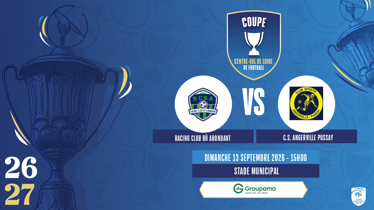 Affiche RACING CLUB BÛ ABONDANT contre C.S. ANGERVILLE PUSSAY