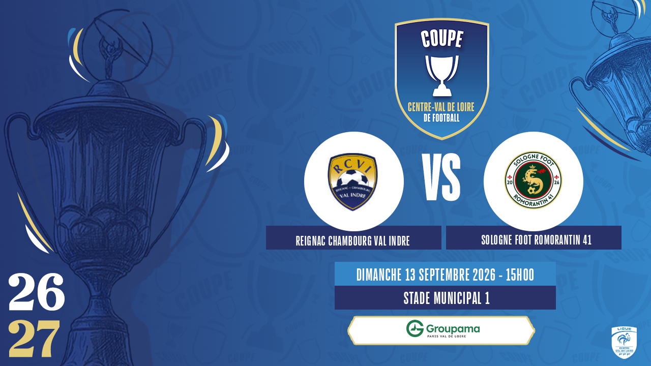 Affiche REIGNAC CHAMBOURG VAL INDRE contre SOLOGNE FOOT ROMORANTIN 41