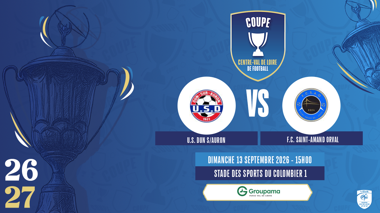 Affiche U.S. DUN S/AURON contre F.C. SAINT-AMAND ORVAL