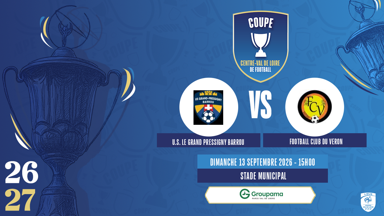 Affiche U.S. LE GRAND PRESSIGNY BARROU contre FOOTBALL CLUB DU VERON