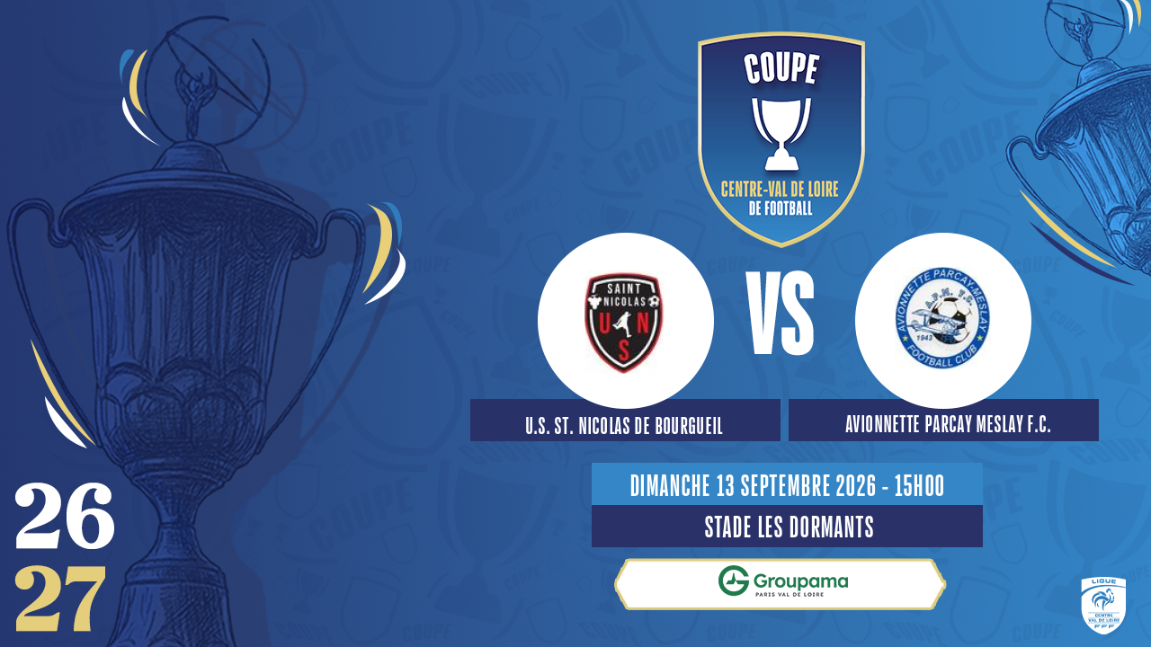 Affiche U.S. ST. NICOLAS DE BOURGUEIL contre AVIONNETTE PARCAY MESLAY F.C.