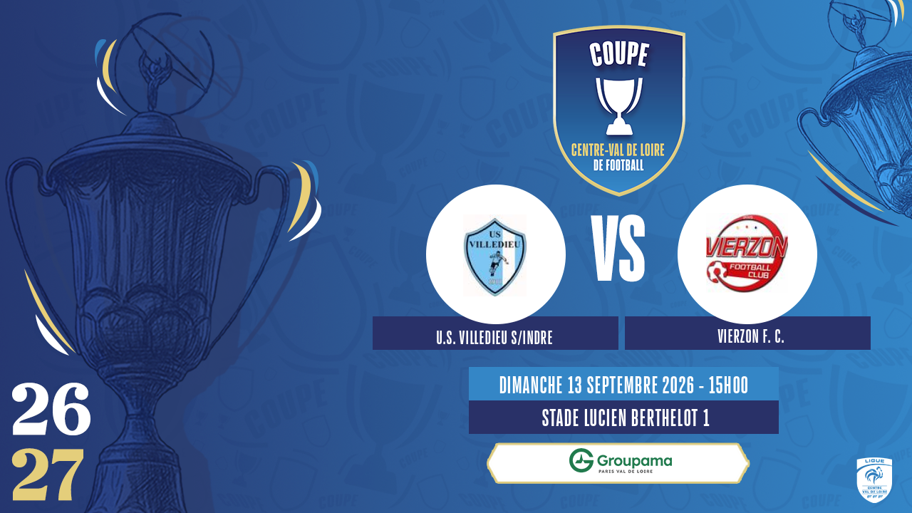 Affiche U.S. VILLEDIEU S/INDRE contre VIERZON F. C.