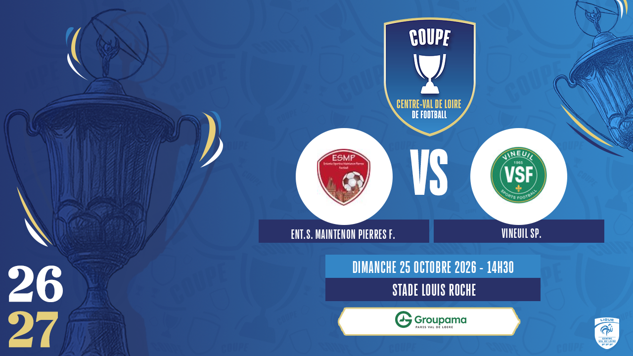 Affiche ENT.S. MAINTENON PIERRES F. contre VINEUIL SP.