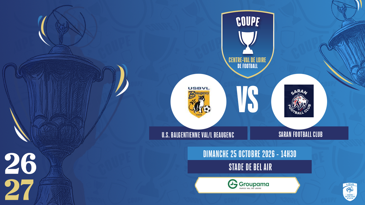 Affiche U.S. BALGENTIENNE VAL/L BEAUGENC contre SARAN FOOTBALL CLUB