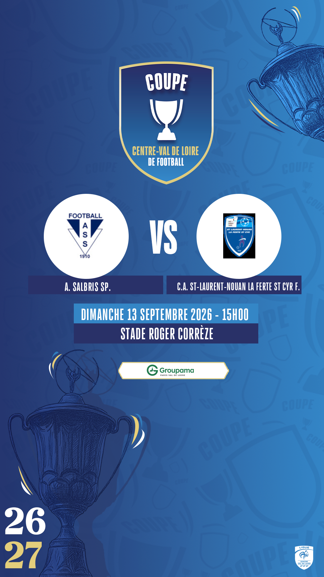 Affiche A. SALBRIS SP. contre C.A. ST-LAURENT-NOUAN LA FERTE ST CYR F.