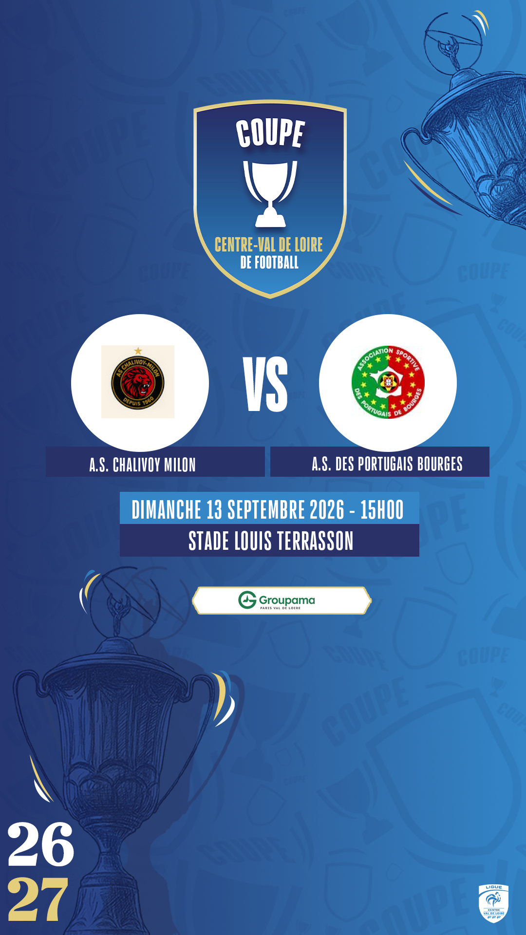 Affiche A.S. CHALIVOY MILON contre A.S. DES PORTUGAIS BOURGES