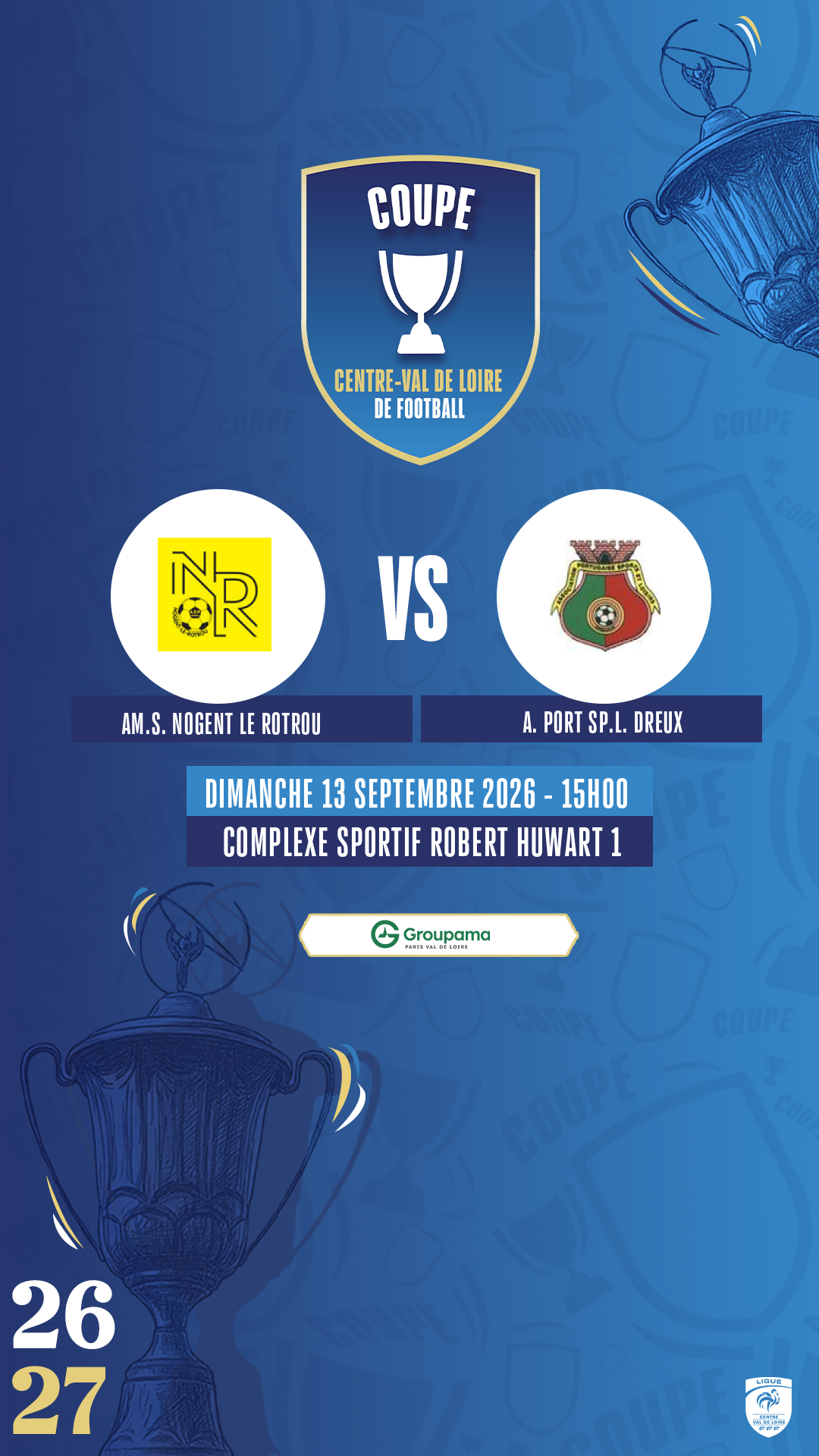 Affiche AM.S. NOGENT LE ROTROU contre A. PORT SP.L. DREUX