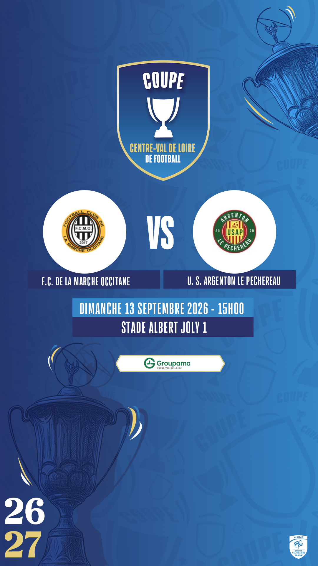 Affiche F.C. DE LA MARCHE OCCITANE contre U. S. ARGENTON LE PECHEREAU