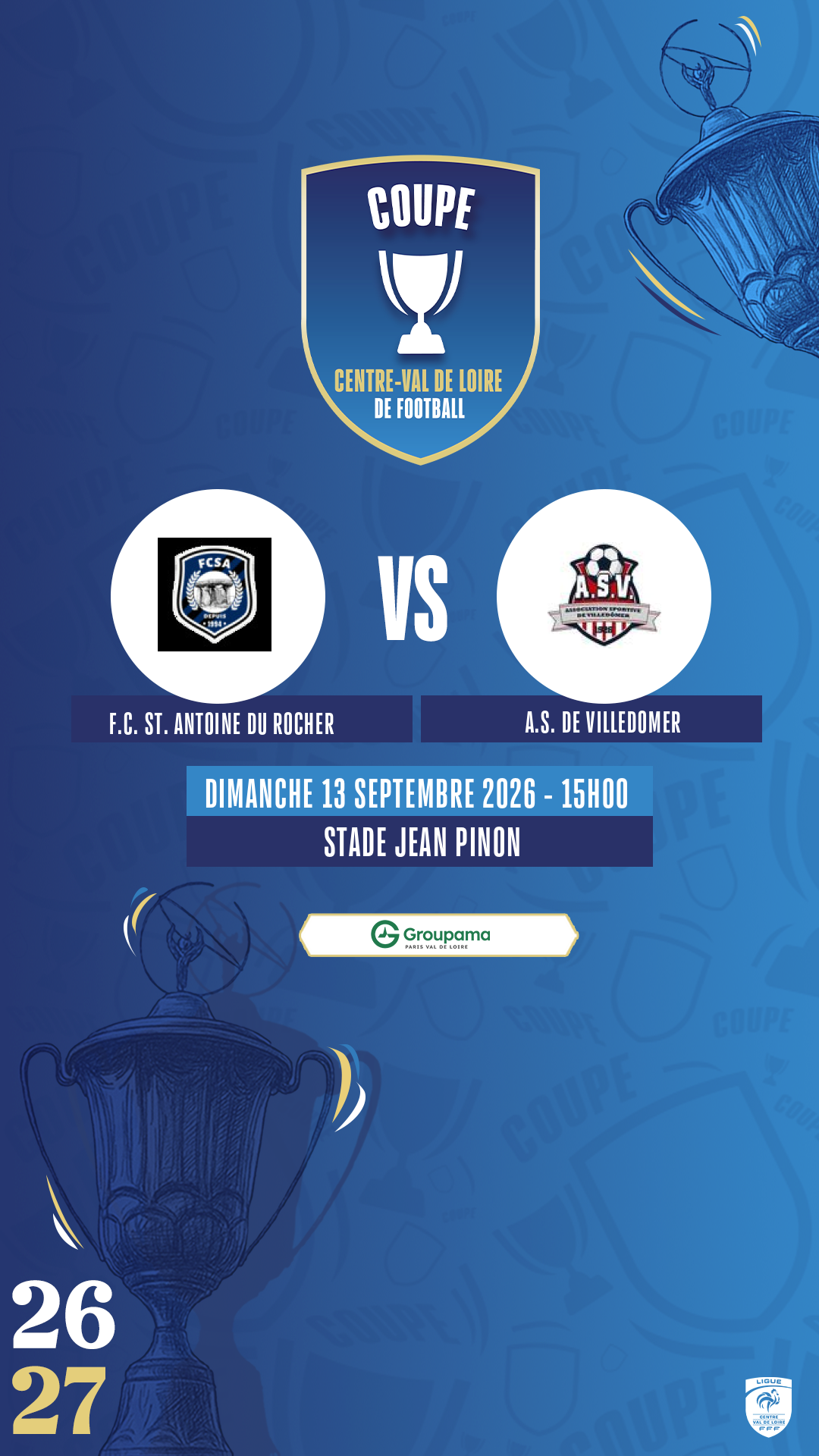 Affiche F.C. ST. ANTOINE DU ROCHER contre A.S. DE VILLEDOMER