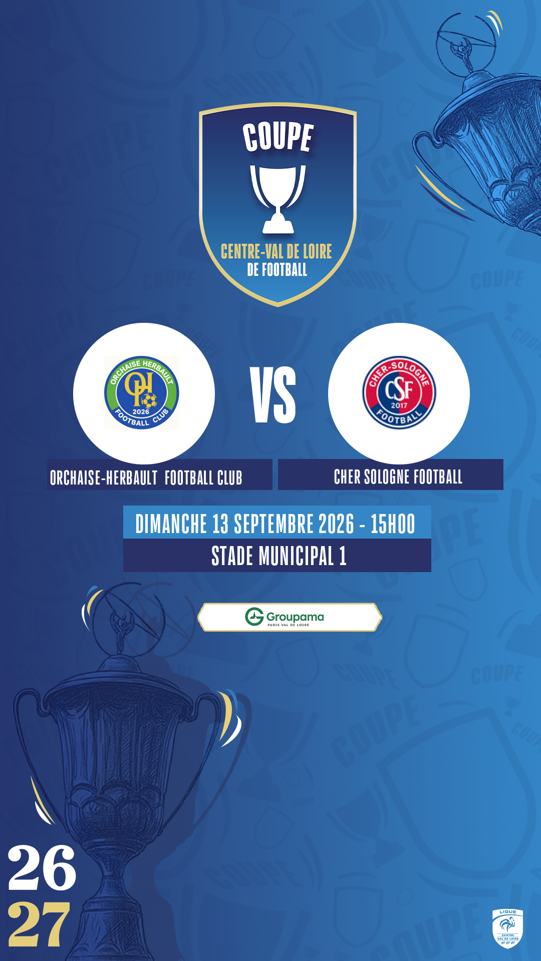 Affiche ORCHAISE-HERBAULT  FOOTBALL CLUB contre CHER SOLOGNE FOOTBALL