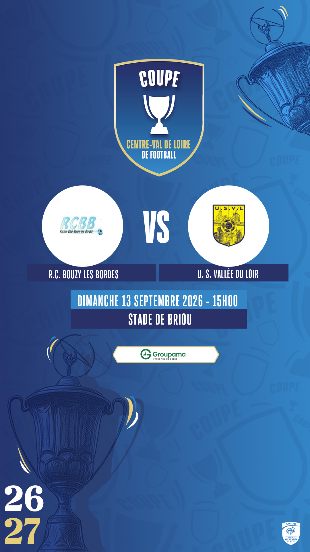 Affiche R.C. BOUZY LES BORDES contre U. S. VALLÉE DU LOIR