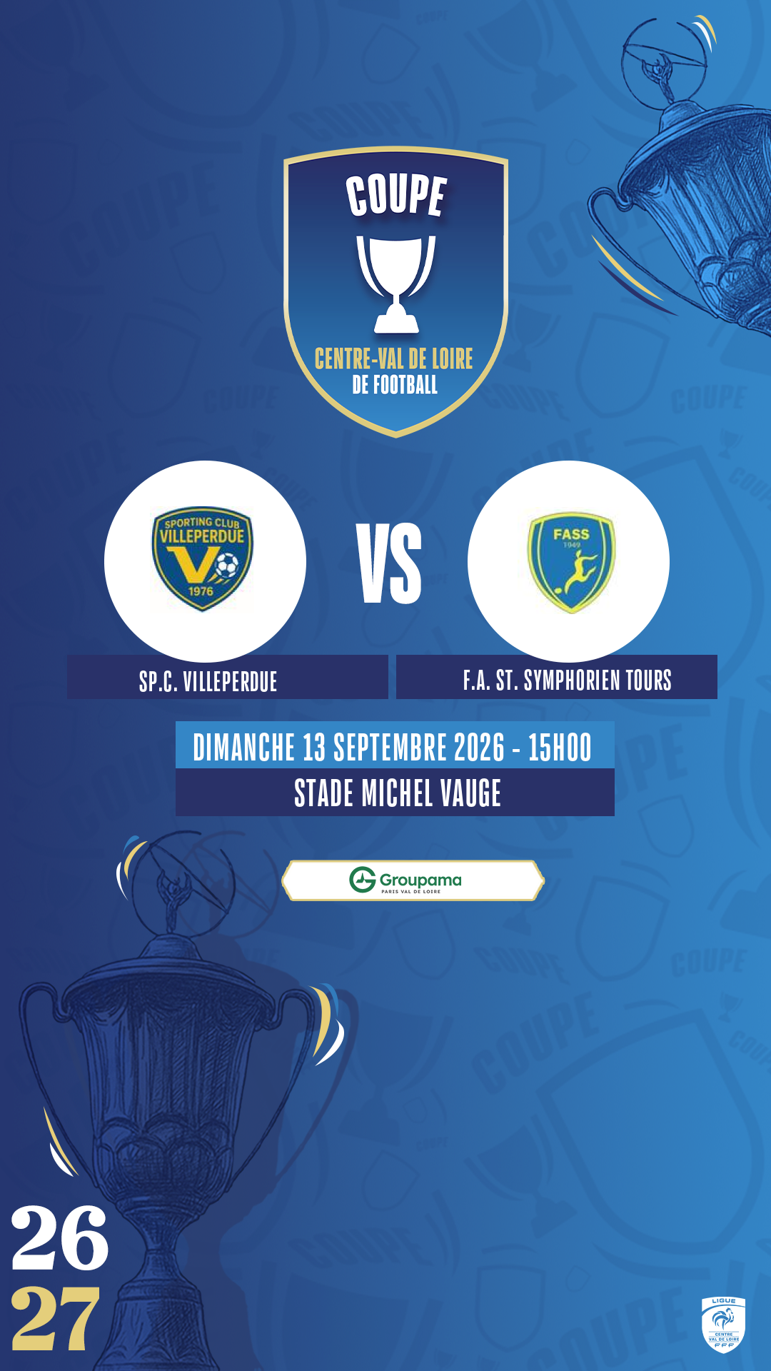 Affiche SP.C. VILLEPERDUE contre F.A. ST. SYMPHORIEN TOURS