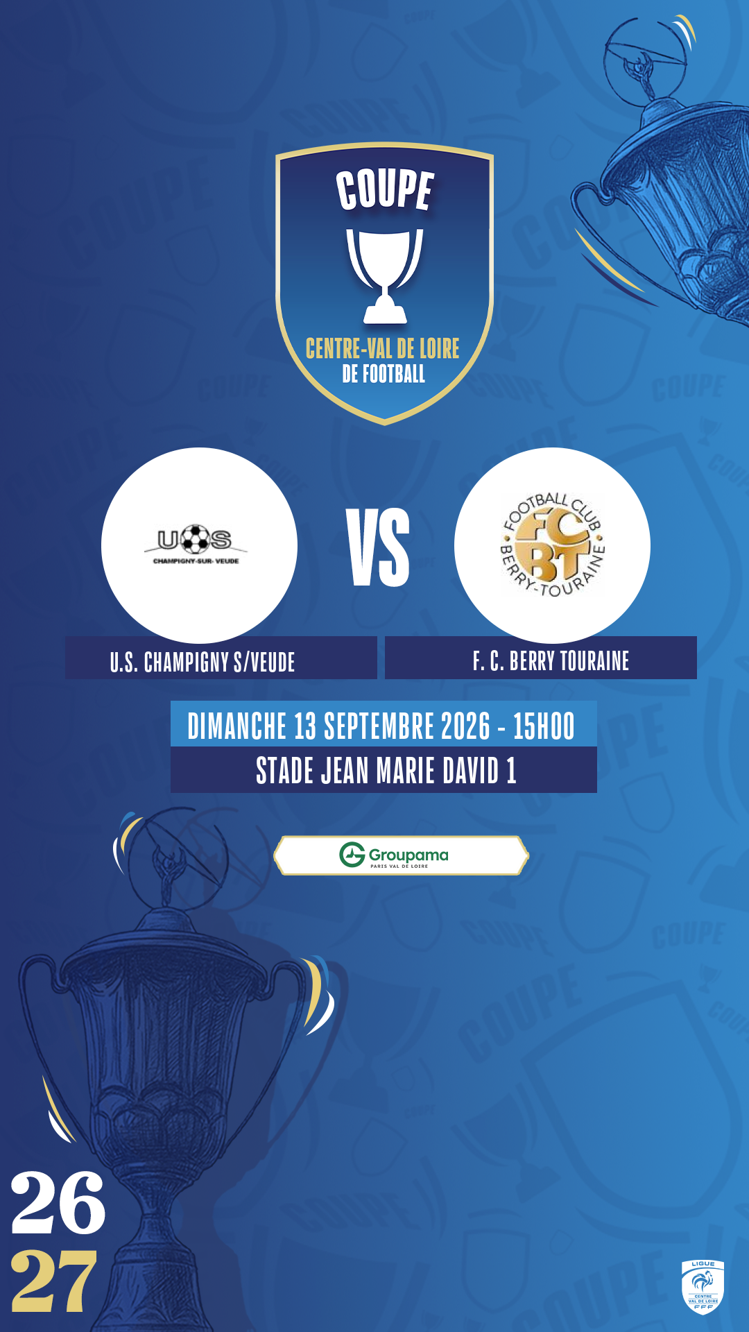 Affiche U.S. CHAMPIGNY S/VEUDE contre F. C. BERRY TOURAINE
