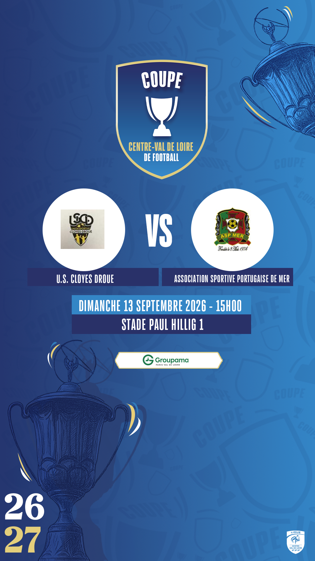 Affiche U.S. CLOYES DROUE contre ASSOCIATION SPORTIVE PORTUGAISE DE MER