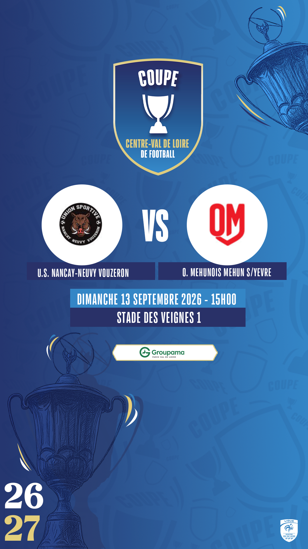 Affiche U.S. NANCAY-NEUVY VOUZERON contre O. MEHUNOIS MEHUN S/YEVRE