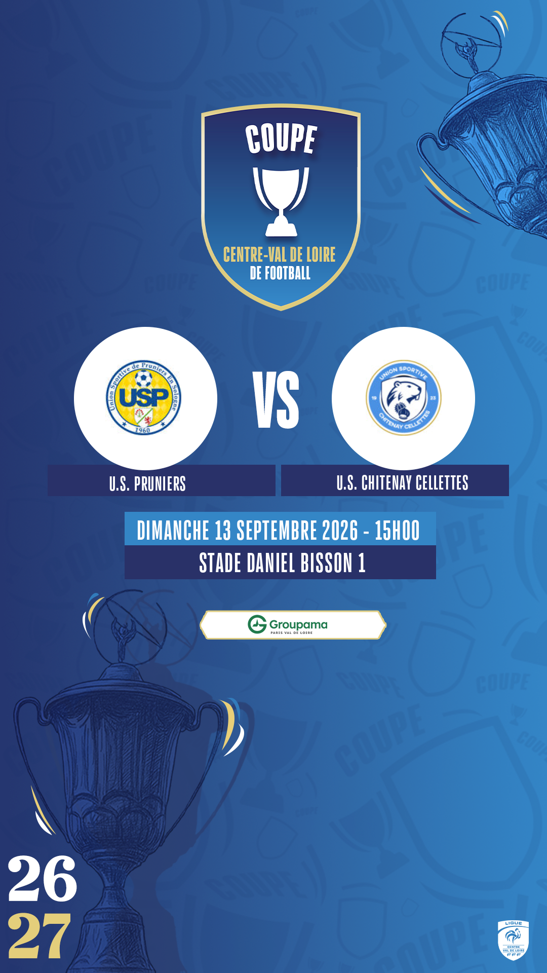 Affiche U.S. PRUNIERS contre U.S. CHITENAY CELLETTES