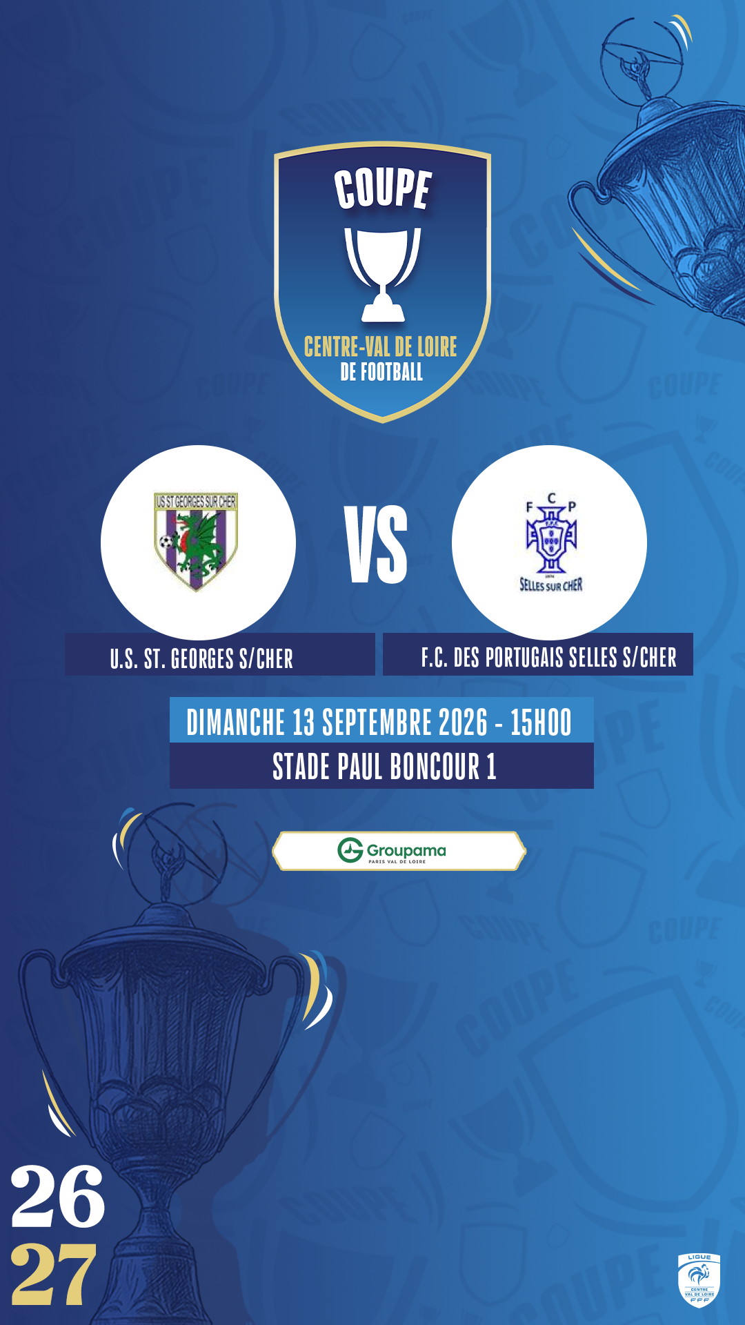 Affiche U.S. ST. GEORGES S/CHER contre F.C. DES PORTUGAIS SELLES S/CHER