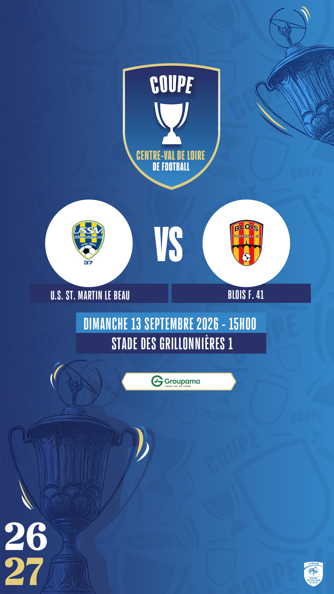 Affiche U.S. ST. MARTIN LE BEAU contre BLOIS F. 41