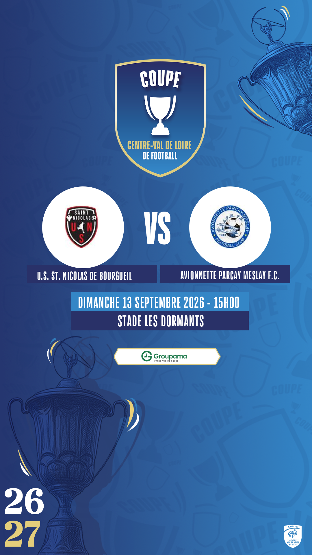 Affiche U.S. ST. NICOLAS DE BOURGUEIL contre AVIONNETTE PARCAY MESLAY F.C.