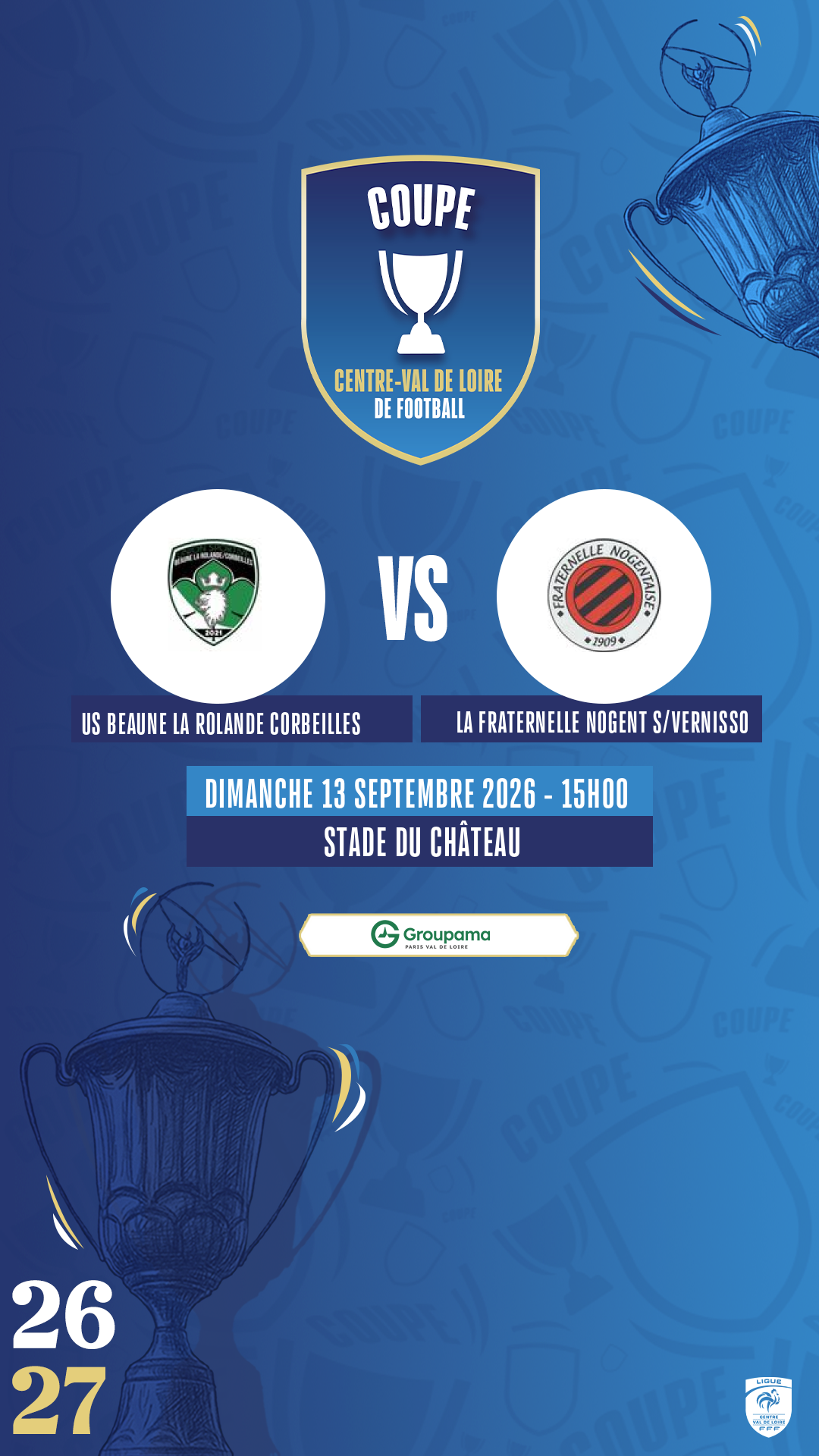 Affiche US BEAUNE LA ROLANDE CORBEILLES contre LA FRATERNELLE NOGENT S/VERNISSO