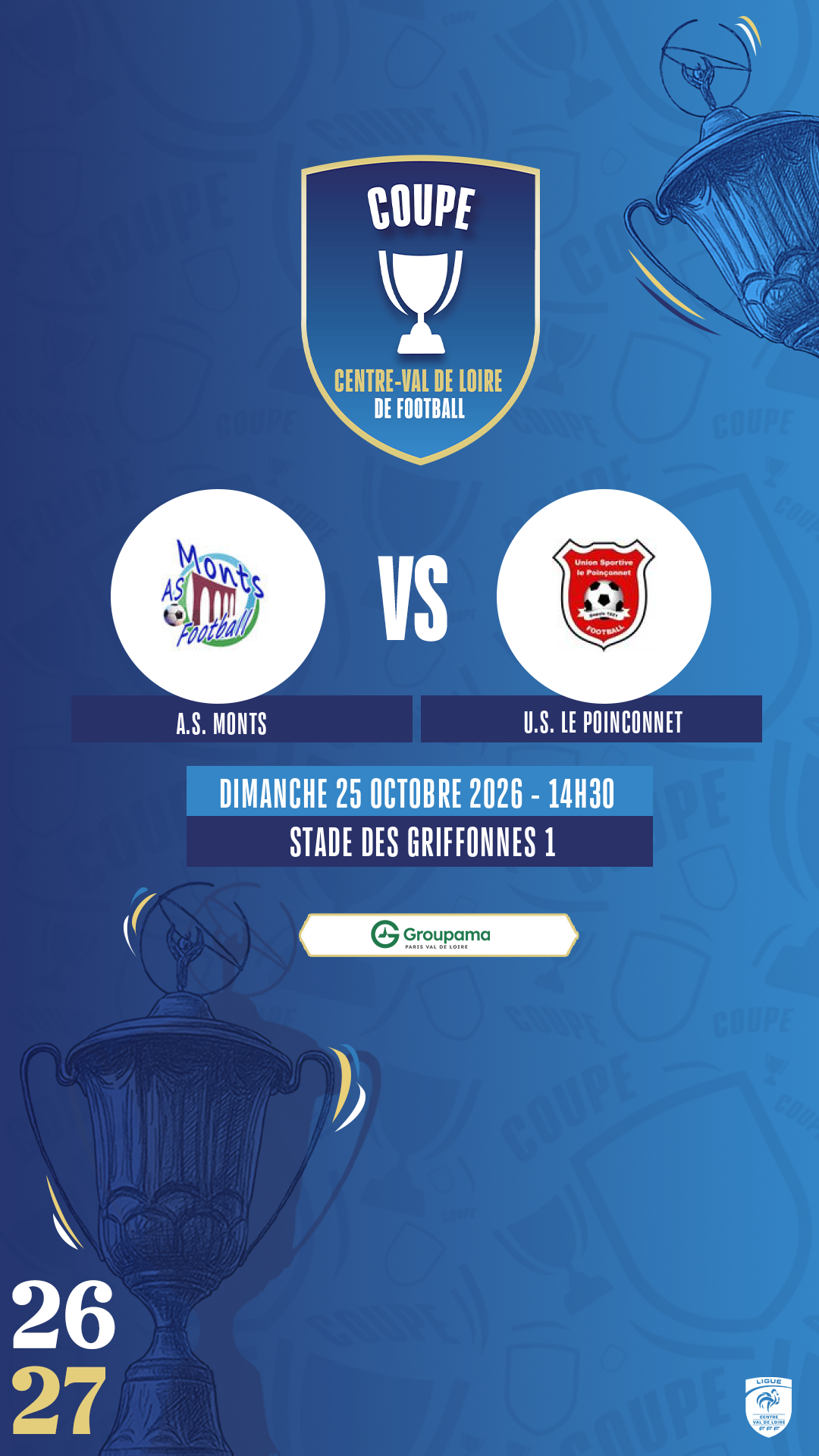 Affiche A.S. MONTS contre U.S. LE POINCONNET