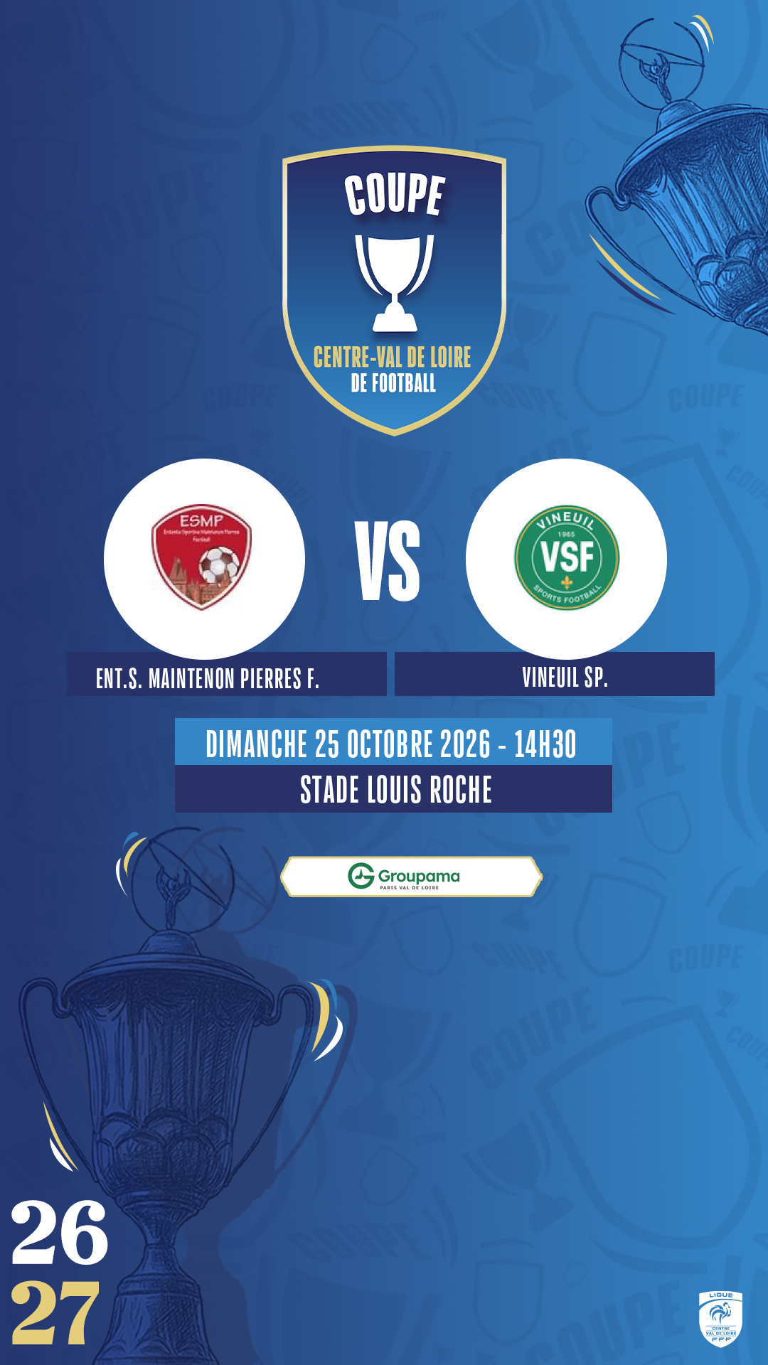 Affiche ENT.S. MAINTENON PIERRES F. contre VINEUIL SP.