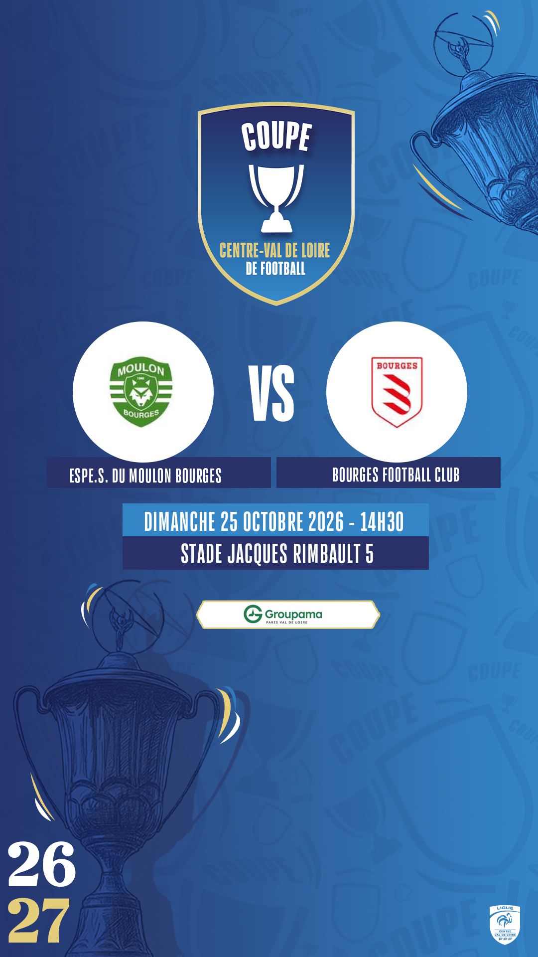 Affiche ESPE.S. DU MOULON BOURGES contre BOURGES FOOTBALL CLUB