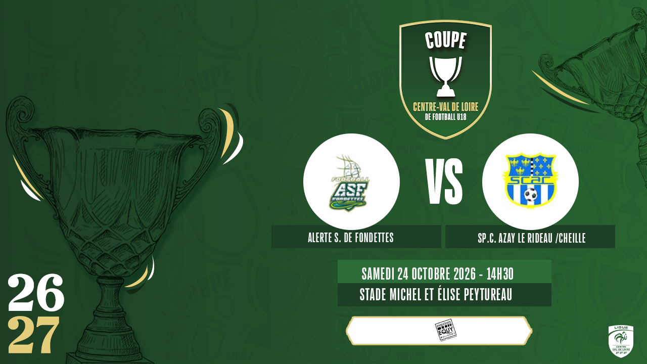 Affiche ALERTE S. DE FONDETTES contre SP.C. AZAY LE RIDEAU /CHEILLE