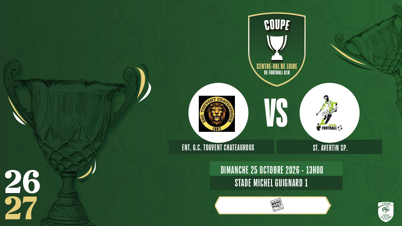 Affiche ENT. G.C. TOUVENT CHATEAUROUX contre ST. AVERTIN SP.
