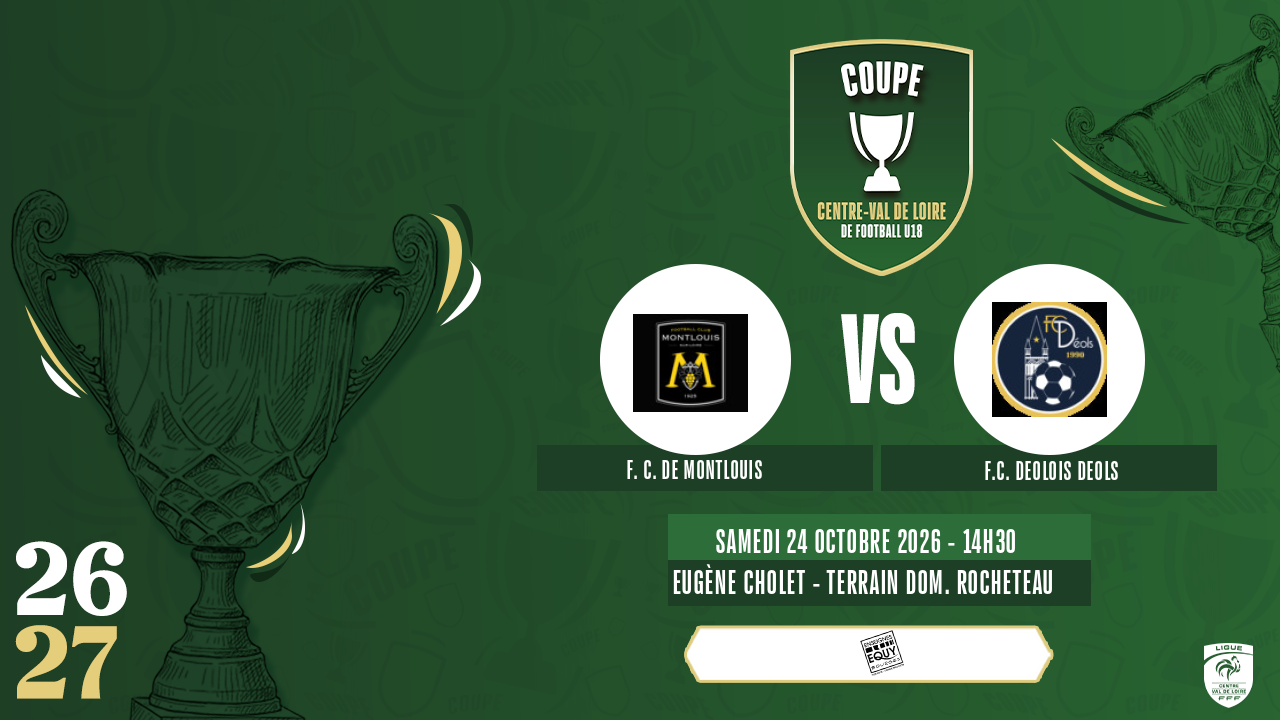Affiche F. C. DE MONTLOUIS contre F.C. DEOLOIS DEOLS