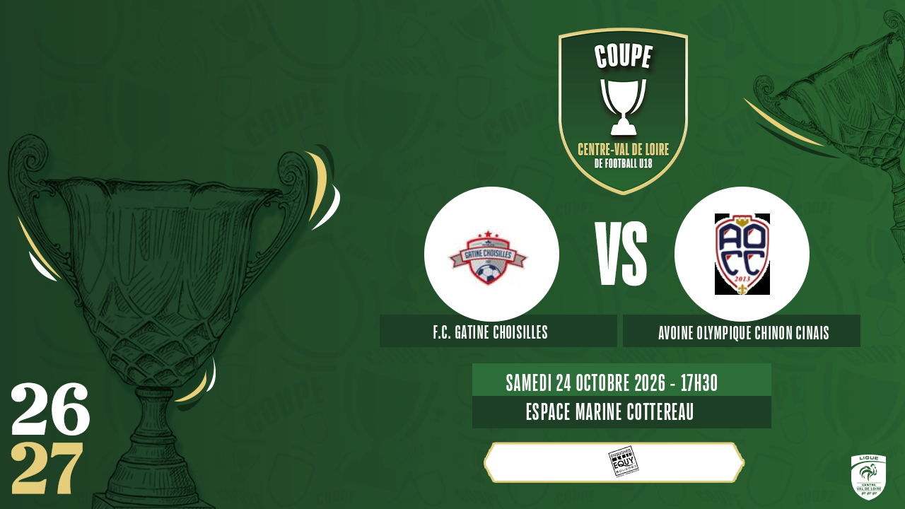 Affiche F.C. GATINE CHOISILLES contre AVOINE OLYMPIQUE CHINON CINAIS
