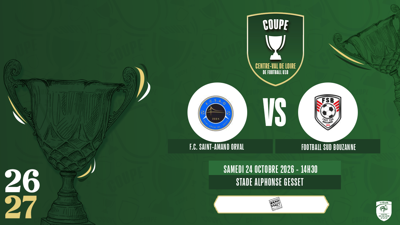 Affiche F.C. SAINT-AMAND ORVAL contre FOOTBALL SUD BOUZANNE
