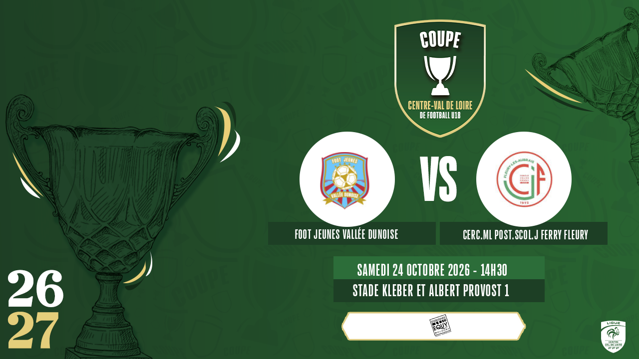 Affiche FOOT JEUNES VALLÉE DUNOISE contre CERC.ML POST.SCOL.J FERRY FLEURY