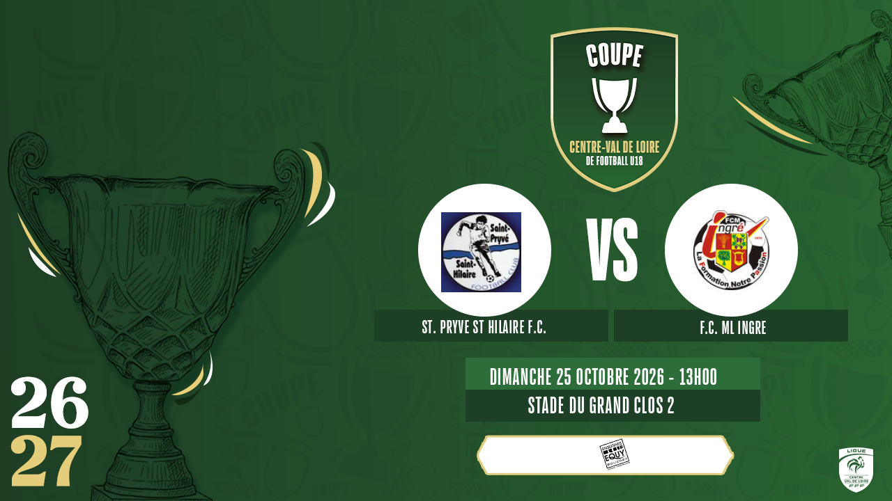 Affiche ST. PRYVE ST HILAIRE F.C. contre F.C. ML INGRE