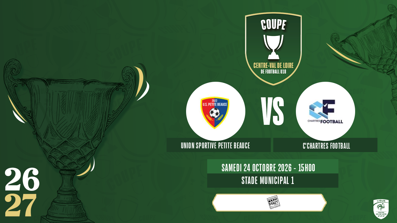 Affiche UNION SPORTIVE PETITE BEAUCE contre C'CHARTRES FOOTBALL