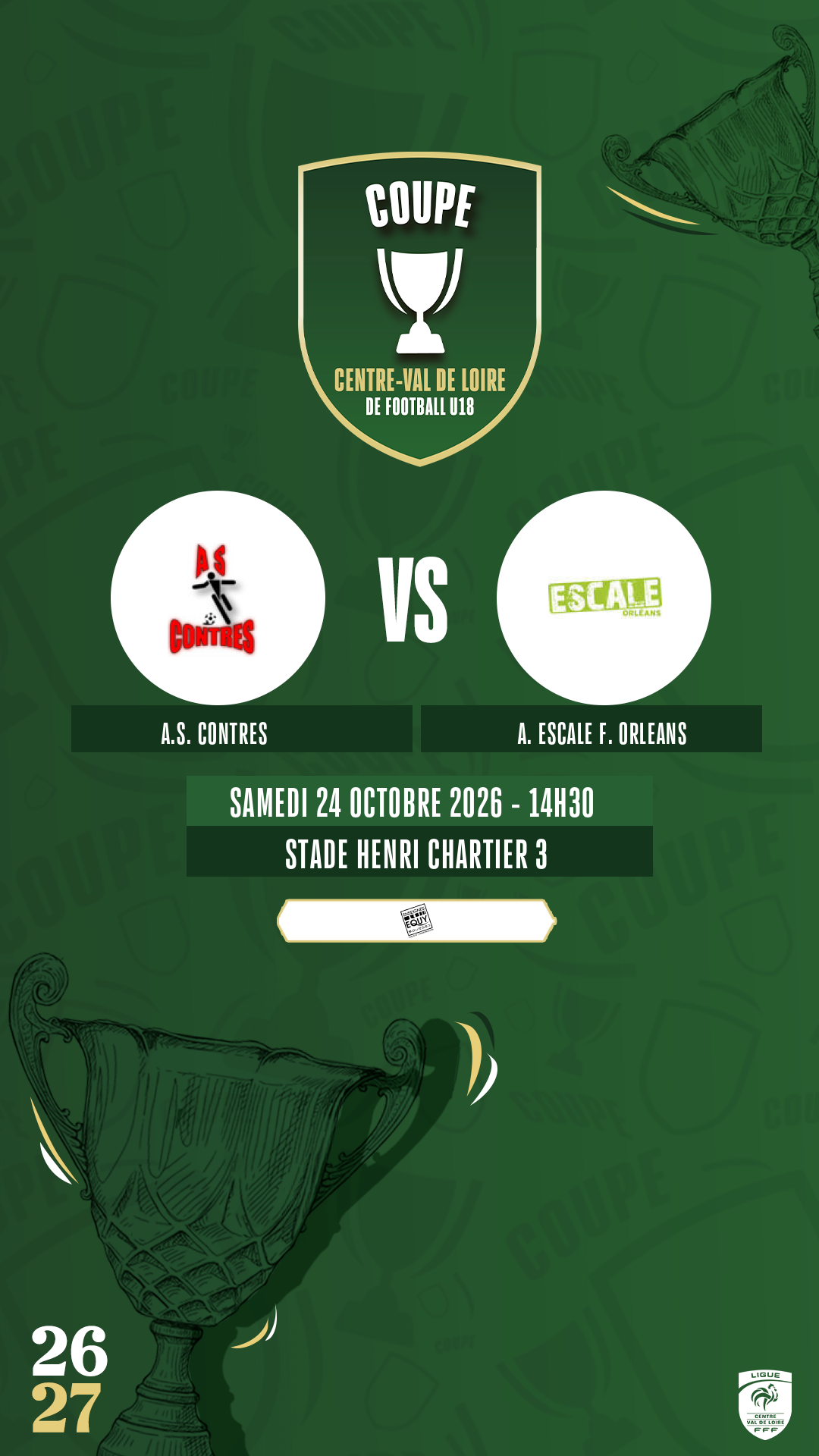 Affiche A.S. CONTRES contre A. ESCALE F. ORLEANS