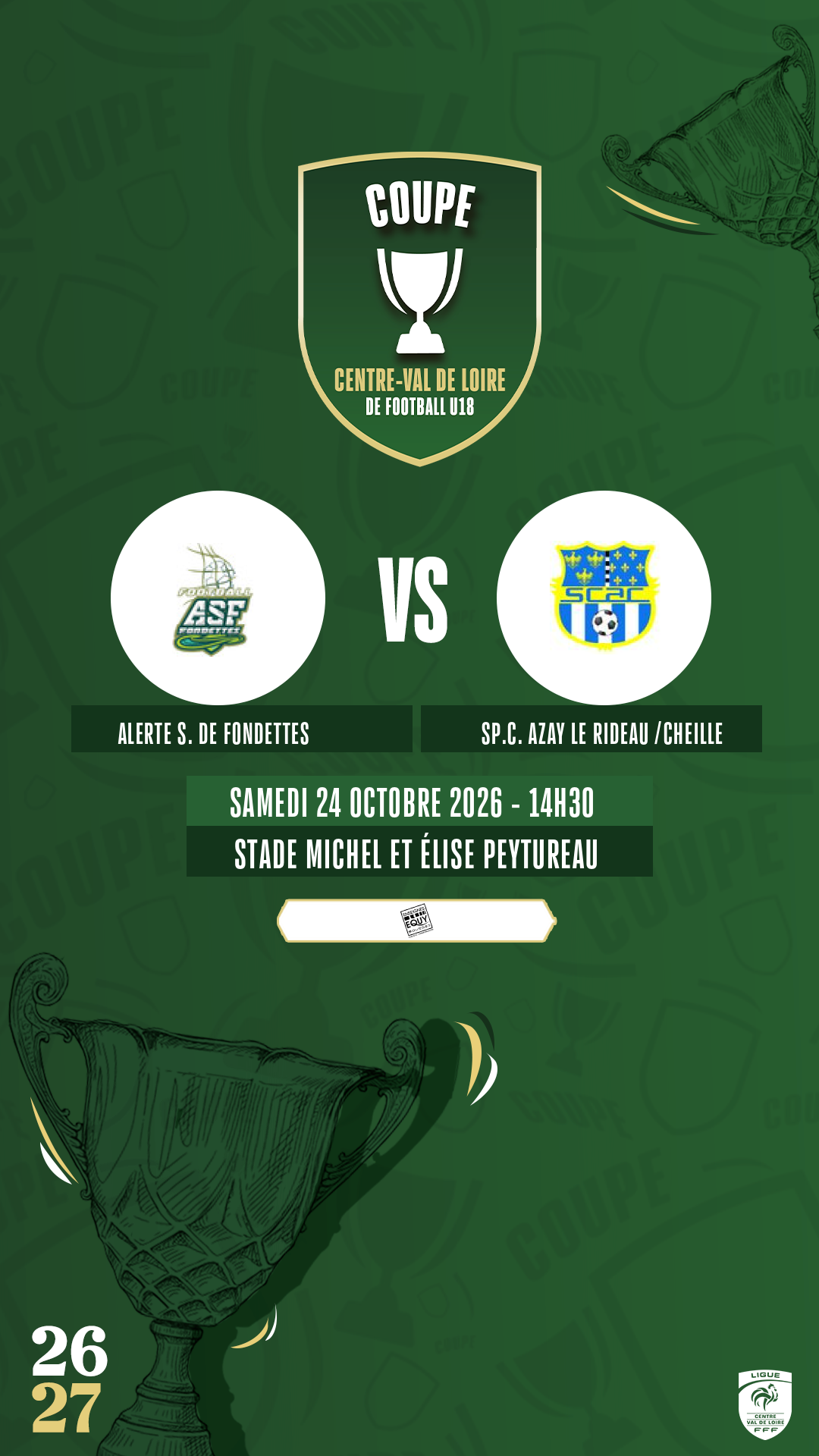 Affiche ALERTE S. DE FONDETTES contre SP.C. AZAY LE RIDEAU /CHEILLE