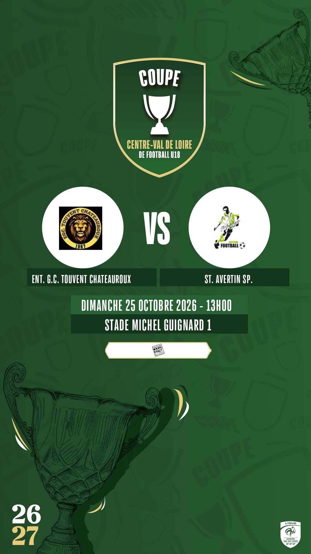 Affiche ENT. G.C. TOUVENT CHATEAUROUX contre ST. AVERTIN SP.