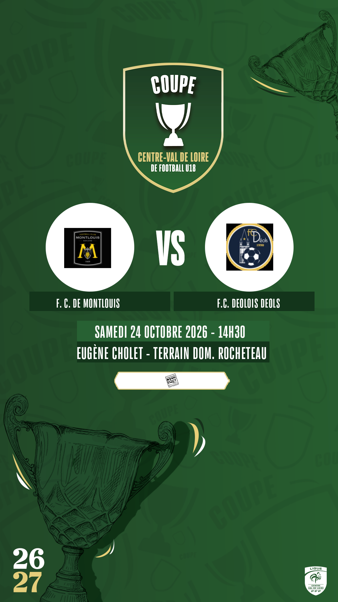 Affiche F. C. DE MONTLOUIS contre F.C. DEOLOIS DEOLS