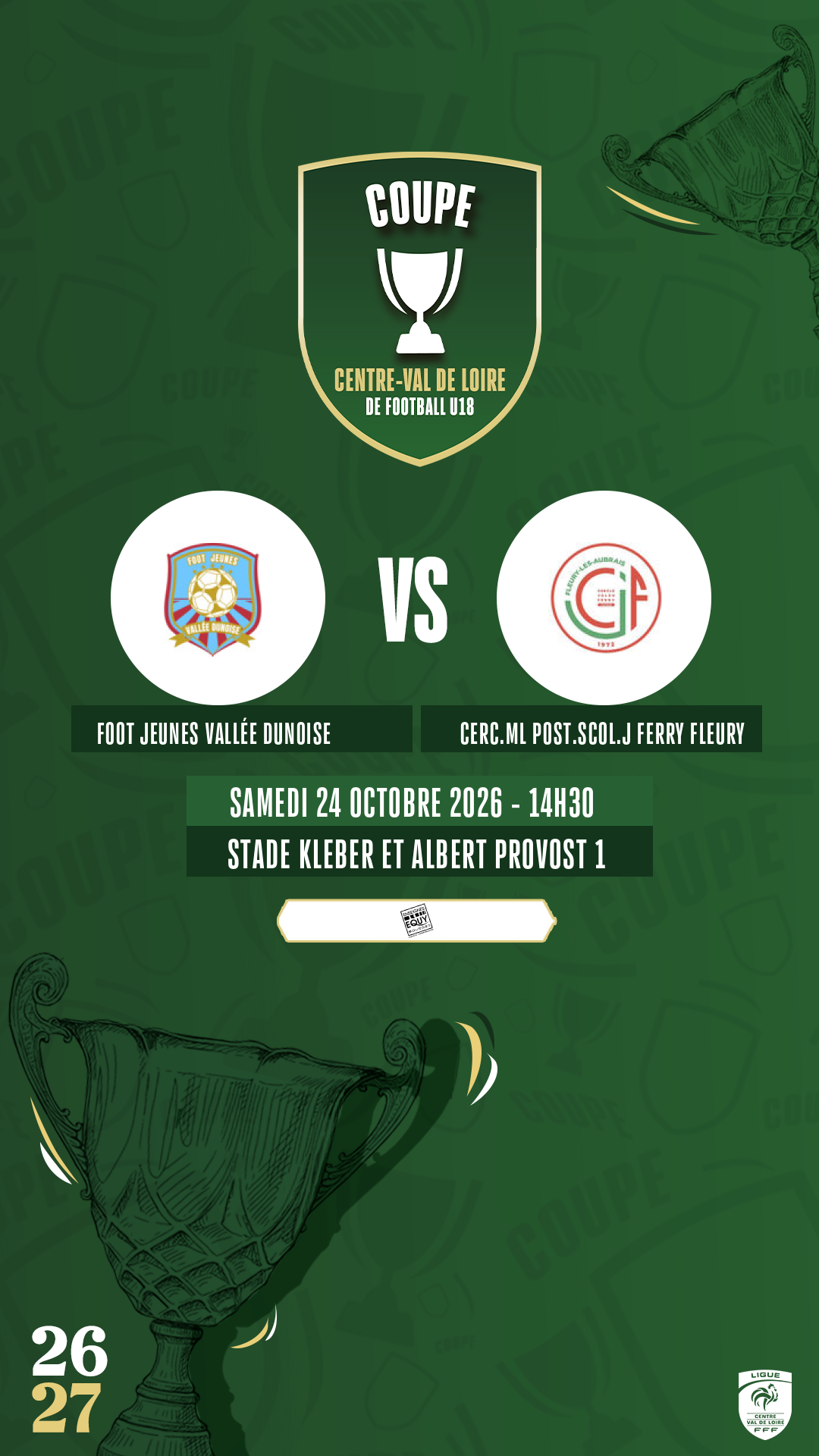 Affiche FOOT JEUNES VALLÉE DUNOISE contre CERC.ML POST.SCOL.J FERRY FLEURY