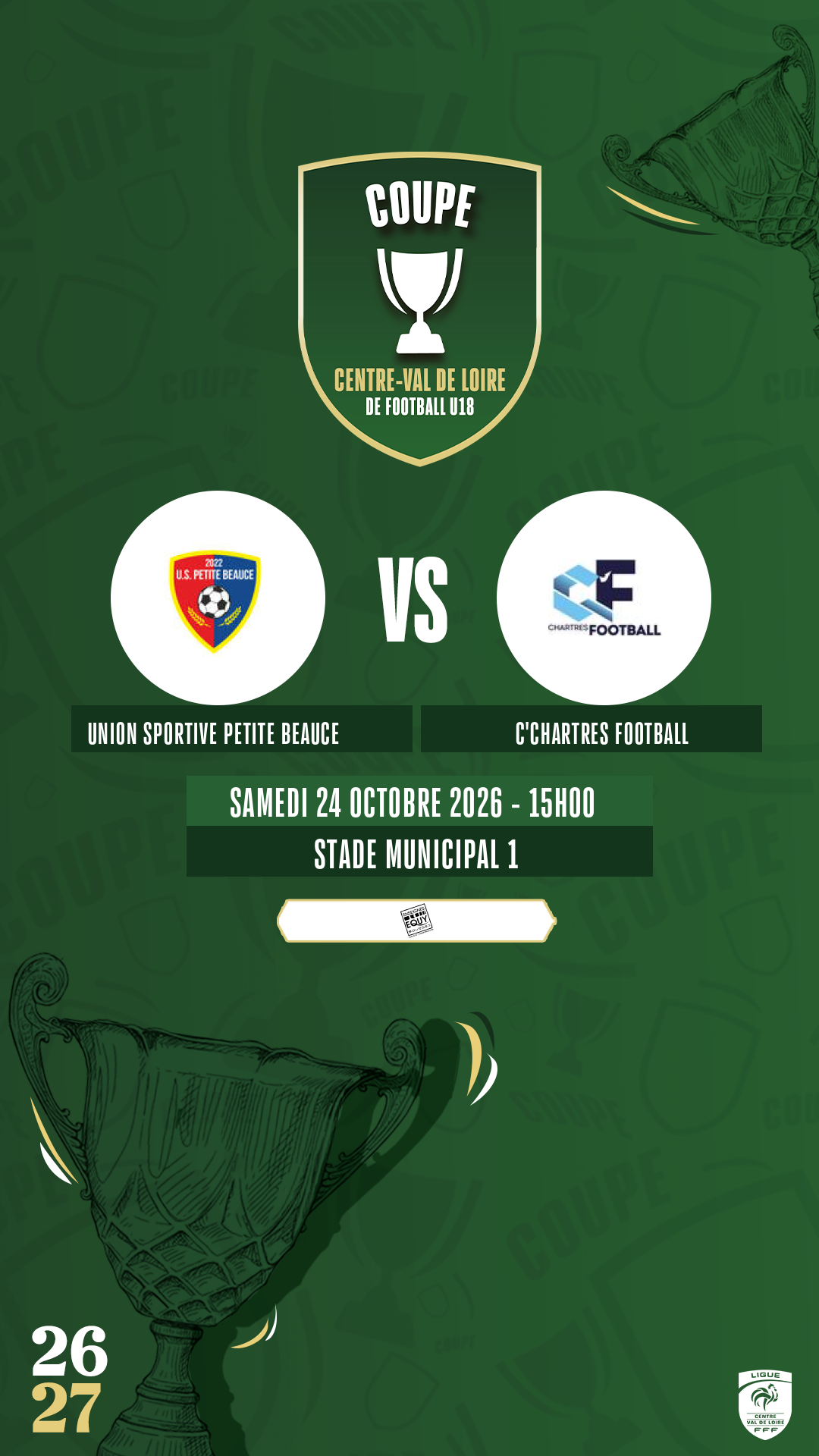 Affiche UNION SPORTIVE PETITE BEAUCE contre C'CHARTRES FOOTBALL